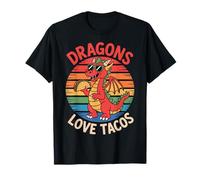 Funny Dragons Love Tacos for Taco Addicts T-Shirt