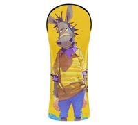 Funny Drawing Donkey Yellow Golf Club Cover Set Pu Leather with Number Tags Designed to Fit All Woods and Drivers 1 Piecing