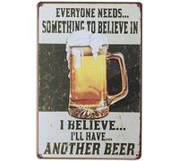 Funny Drink Metal Tin Sign, I Believe I'll Have Another Beer Tin Poster for Garage Bar Pub Man Cave Decor, Rust Free Aluminum Signs 20x30 CM