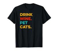 Funny Drink Wine Pet Cats T-Shirt