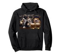 Funny Drinking Cats at Bar White Black Vintage Beer Kitten Pullover Hoodie