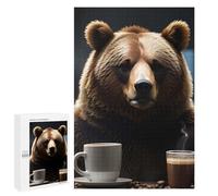Funny Drinking Coffee Bear, 1000 PCS Displayable Picture Puzzle, Mindful Gift for Adults - for A Rewarding Weekend Challenge