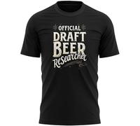 Funny Drinking T Shirt for Men - Official Draft Beer Researcher Tee - Drinking Humour Top for Dad Grandad Son Friend Him, L, Black