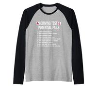 Funny Driving Test Checklist - Exam Fails Road Safety Raglan Baseball Tee