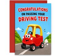 Funny Driving Test Congratulations Card - Kids Car Design - Congratulations on Passing Your Driving Test - Large A5 Card