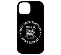 Funny Drummer Never Underestimate Old Man Drum Set Music Case for iPhone 14