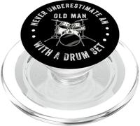 Funny Drummer Never Underestimate Old Man Drum Set Music PopSockets PopGrip for MagSafe
