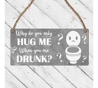Funny Drunk Bathroom Plaque - Humorous Toilet Wall Sign - Quirky Restroom Decor for Home, Pubs & Airbnb - Grey Concrete Effect Hanging Plaque - Bathroom Humour Sign (Small: 19 cm (H) × 9 cm (W))