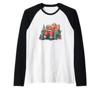 Funny Drunk Couch Santa Claus Costume for Hangover Look Raglan Baseball Tee