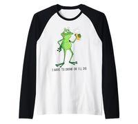 Funny Drunk Frog I Have to Drink Or Ill Die St Patricks Raglan Baseball Tee