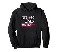 Funny Drunk Wives Matter - Wine Bottle & Glass Stem Meme Pullover Hoodie