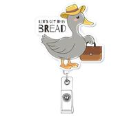 Funny Duck Badge Reel Retractable, Cute Nurse Gifts, Fun Nursing Badge Holder, Let’s Get This Bread Healthcare Medical RN CNA PCT LPN Nursing Student Badge Clip ID Card Accessorie