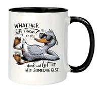 Funny Duck Ceramic Coffee Mug, White with Black Handle, 11o z, Humorous Quote Novelty Gift