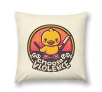 Funny Duck Choose Violence Decorative Throw Pillow Soft Square Cushion Cover with Invisible Zipper for Sofa Couch No Insert