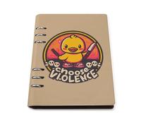 Funny Duck Choose Violence Leather A5 Binder Notebook Refillable Travel Journal with 90 Sheets Personal Planner for Women Men