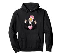 Funny Duck Cute Animal Peace Sign Pink Bow Whimsical Design Pullover Hoodie