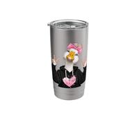 Funny Duck Cute Animal Peace Sign Pink Bow Whimsical Design Stainless Steel Insulated Tumbler