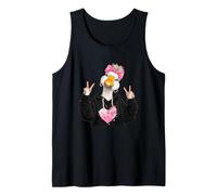 Funny Duck Cute Animal Peace Sign Pink Bow Whimsical Design Tank Top