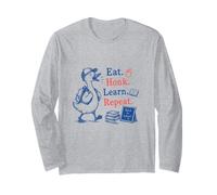 Funny Duck Eat Honk Learn Repeat Back to School Teacher Long Sleeve T-Shirt