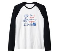 Funny Duck Eat Honk Learn Repeat Back to School Teacher Raglan Baseball Tee
