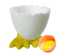 Funny Duck Egg Cup - Cute Chick Egg Cups, Ceramics Soft Boiled Egg Holder | White Chicken Footed Egg Cup with Yellow Feet, Unfinished Wooden Egg Cups Set for Craft Easter Shower