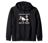 Funny Duck Everything Hurts And I’m Tired Workout Fitness Zip Hoodie