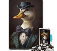 Funny Duck in A Suit Adult Wooden Jigsaw Puzzle 500 Pieces | Present for puzzle enthusiasts: solo or shared puzzle time.