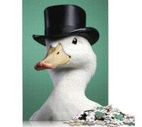 Funny Duck in A Suit Puzzles 500 Pieces Wood Puzzles For Adults Teenagers Man Woman Gift 500pcs (52x38cm)
