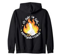 Funny Duck on Fire "It's Fine I'm Fine Everything Is Fine" Zip Hoodie