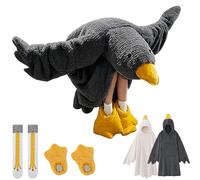 Funny Duck Onesie, Duck Pjs, Wearable Goose Blanket Hoodie for Adults and Kids, Oversized Warm Cozy Sleepwear with Feet Slippers, Cozy Fleece Oversized Blanket (Black, XL(60-80 kg))