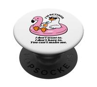 Funny Duck or Funny Goose in Pink Flamingo Floating Pool PopSockets Adhesive PopGrip