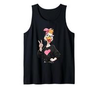 Funny Duck Peace Sign Retro Animal Design Playful Vibrant Tank Top
