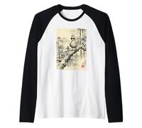 Funny Duck Sunglasses Spa Day Japanese Ukiyo-e Ink Art Raglan Baseball Tee