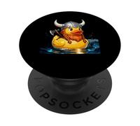 Funny Duck Viking With Helmet Vikings PopSockets Adhesive PopGrip