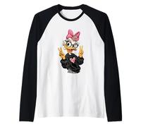 Funny Duck with Glasses Double Peace Sign Hipster Cartoon Raglan Baseball Tee