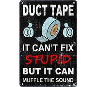 Funny “Duct Tape It Can't Fix Stupid But It Can Muffle the Sound” Vintage Metal Sign - Wall Decor for Home, Bar, Pub, Cafe, Garage, Man Cave, or Farmhouse - 16x12 Inch