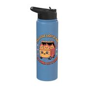 Funny Dumpster Fire Faith Humor This Little Light Shine Stainless Steel Insulated Water Bottle