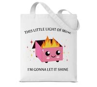 Funny Dumpster Fire Gift Canvas Tote Bag for Women Work Bestie Coworker Pink Dumpster Fire Aesthetic Reusable Grocery Shoulder Bag for Shopping Travel Daily Commute