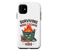 Funny Dumpster Fire Teacher Surviving Middle School Kids Case for iPhone 11