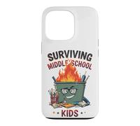 Funny Dumpster Fire Teacher Surviving Middle School Kids Case for iPhone 13 Pro