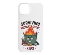 Funny Dumpster Fire Teacher Surviving Middle School Kids Case for iPhone 14 Plus
