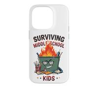 Funny Dumpster Fire Teacher Surviving Middle School Kids Case for iPhone 14 Pro