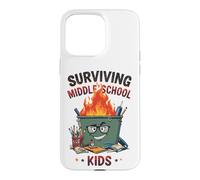Funny Dumpster Fire Teacher Surviving Middle School Kids Case for iPhone 15 Pro Max
