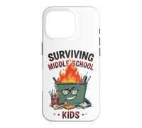 Funny Dumpster Fire Teacher Surviving Middle School Kids Case for iPhone 16 Pro