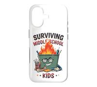 Funny Dumpster Fire Teacher Surviving Middle School Kids Case for iPhone 17