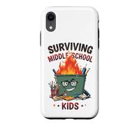 Funny Dumpster Fire Teacher Surviving Middle School Kids Case for iPhone XR