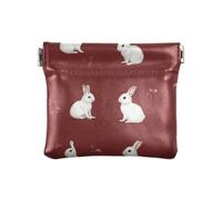 Funny Dwarf Rabbit Burgundy Women's Small Leather Coin Purse Unique Change Holder Card Organizer for Women, funny Dwarf Rabbit Burgundy, One Size, Print Art