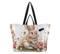 Funny Dwarf Rabbit White Canvas Bags Foldable Kitchen Grocery Bags Shopping Cloth Bag for Men Wedding Party Presents Bolsa de Mano para Mujer