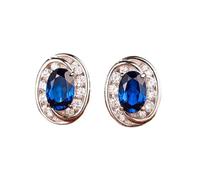 Funny Earrings, Women's Stud Earrings Set Mobius with 1.4ct Lab Created Sapphire and Moissanite 14K White Gold
