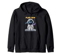 Funny Earth Conspiracy Theory Flat Astronaut Space Zip Hoodie